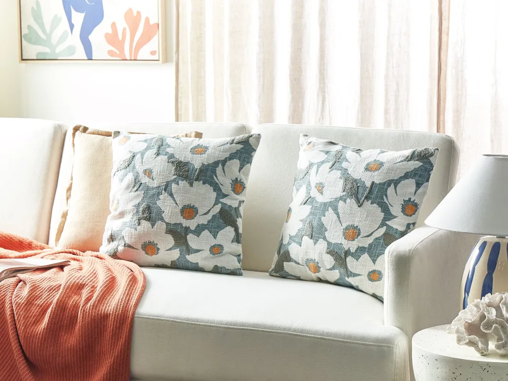 Set di 2 cuscini cotone blu 45 x 45 cm JATROPHA