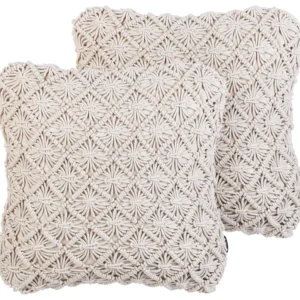 Set di 2 cuscini cotone macramè crema chiaro 45 x 45 cm KIZKALESI