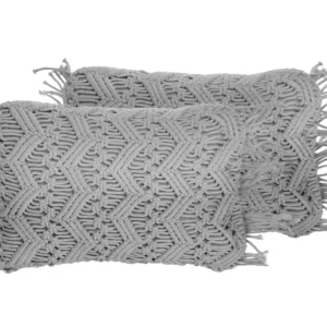 Set di 2 cuscini cotone macramè grigio 30 x 45 cm KIRIKKALE