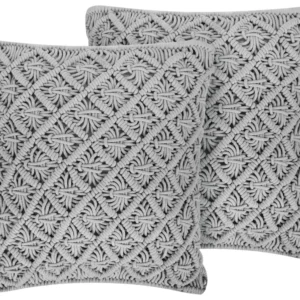Set di 2 cuscini cotone macramè grigio 45 x 40 cm KIZKALESI