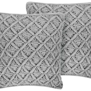 Set di 2 cuscini cotone macramè grigio 45 x 40 cm KIZKALESI
