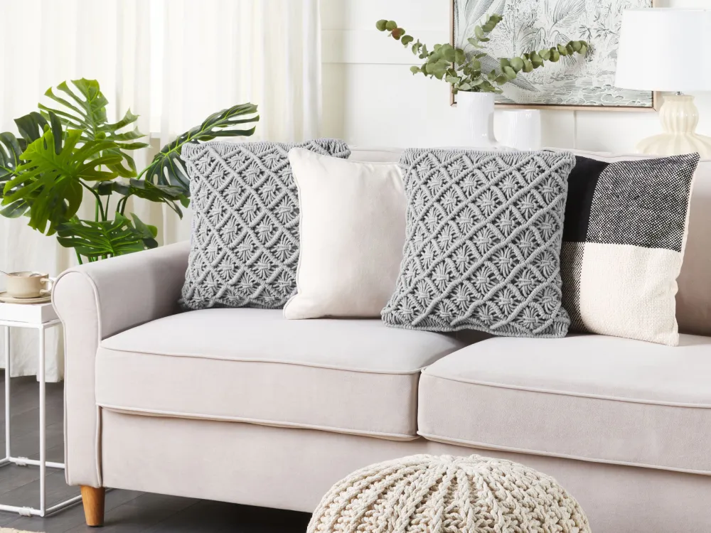 Set di 2 cuscini cotone macramè grigio 45 x 40 cm KIZKALESI