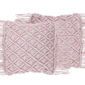 Set di 2 cuscini cotone macramè rosa 40 x 40 cm YANIKLAR