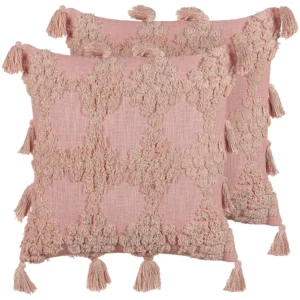 Set di 2 cuscini cotone ricamato rosa 45 x 45 cm TORENIA