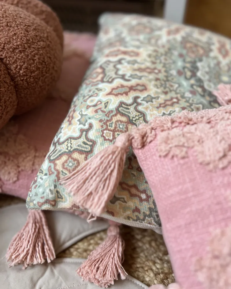 Set di 2 cuscini cotone ricamato rosa 45 x 45 cm TORENIA