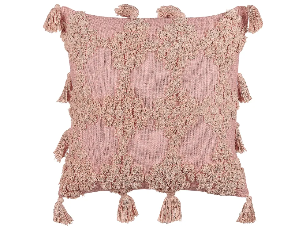 Set di 2 cuscini cotone ricamato rosa 45 x 45 cm TORENIA