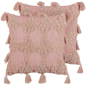 Set di 2 cuscini cotone ricamato rosa 45 x 45 cm TORENIA