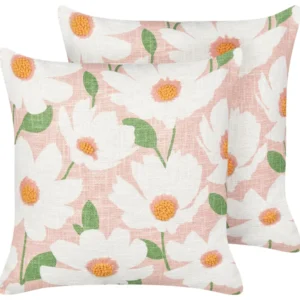 Set di 2 cuscini cotone rosa 45 x 45 cm JATROPHA