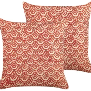 Set di 2 cuscini cotone rosso e bianco crema 45 x 45 cm RHUS