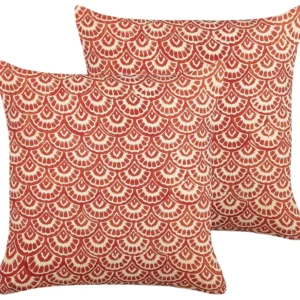 Set di 2 cuscini cotone rosso e bianco crema 45 x 45 cm RHUS