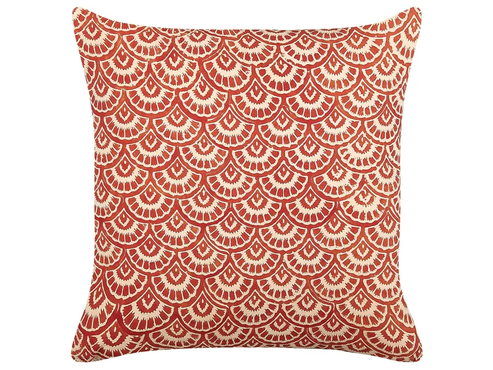 Set di 2 cuscini cotone rosso e bianco crema 45 x 45 cm RHUS