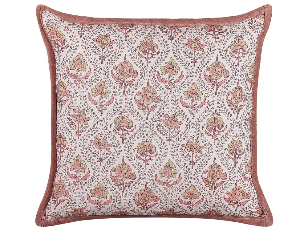 Set di 2 cuscini cotone rosso chiaro e bianco sudicio 45 x 45 cm PICEA