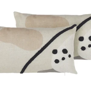 Set di 2 cuscini crema con motivo astratto 30 x 50 cm OSTEOSPERMUM