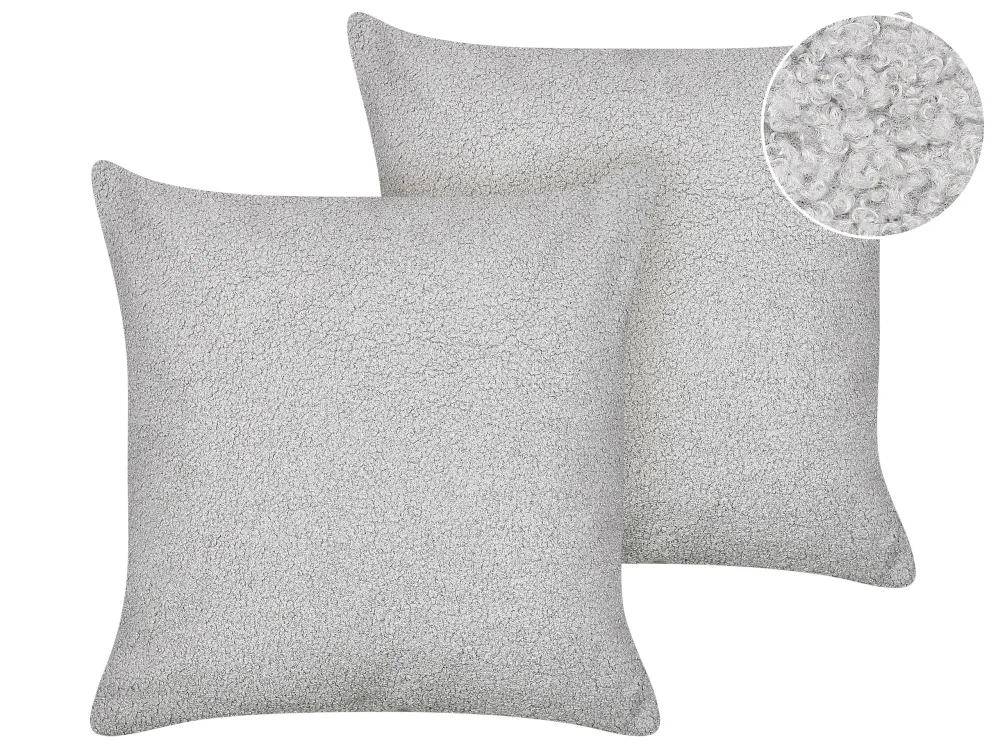 Set di 2 cuscini decorativi bouclé grigio 45 x 45 cm LEUZEA