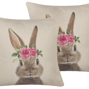 Set di 2 cuscini decorativi cotone 45 x 45 cm grigio talpa TULIPA