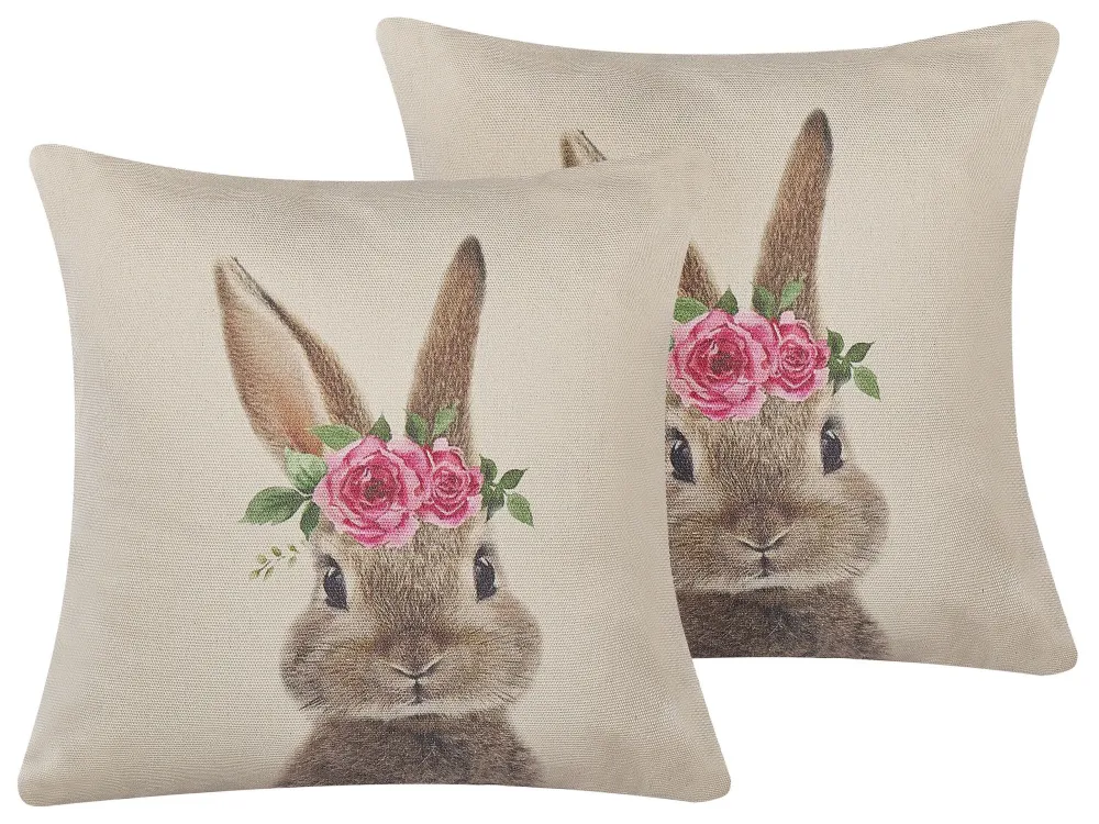 Set di 2 cuscini decorativi cotone 45 x 45 cm grigio talpa TULIPA