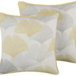 Set di 2 cuscini decorativi motivo foglie 45 x 45 cm multicolore CANDYTUFT