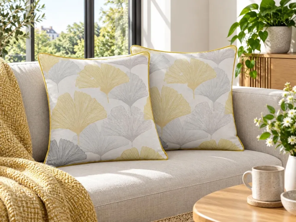 Set di 2 cuscini decorativi motivo foglie 45 x 45 cm multicolore CANDYTUFT