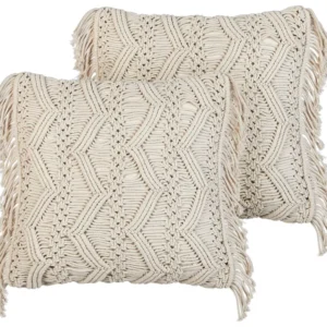 Set di 2 cuscini macramè nocciola chiaro 45 x 45 cm KIZKALESI
