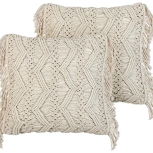 Set di 2 cuscini macramè panna chiaro 45 x 45 cm KIZKALESI