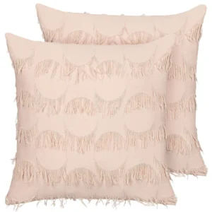 Set di 2 cuscini rosa salmone 45 x 45 cm AGASTACHE