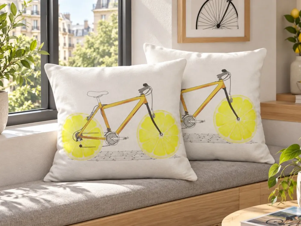 Set di 2 cuscini stampa di bicicletta 45 x 45 cm multicolore RUSCUS