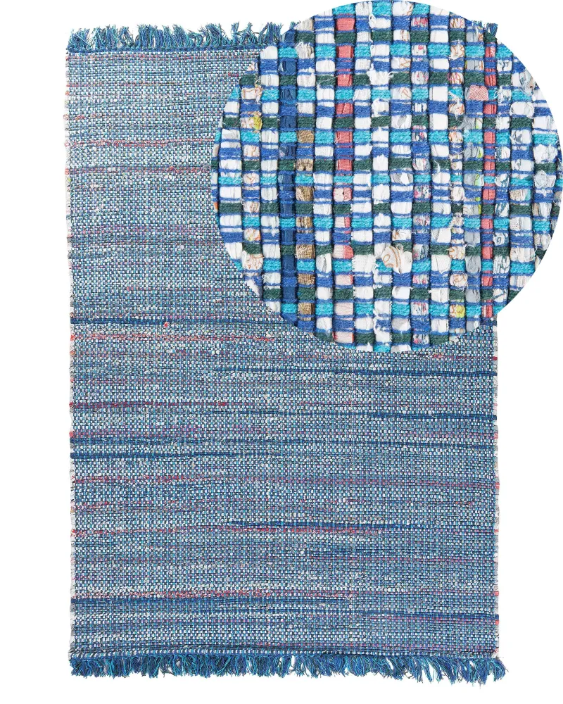 Tappeto blu marino rettangolare cotone fabbricato mano - 140x200cm - BESNI