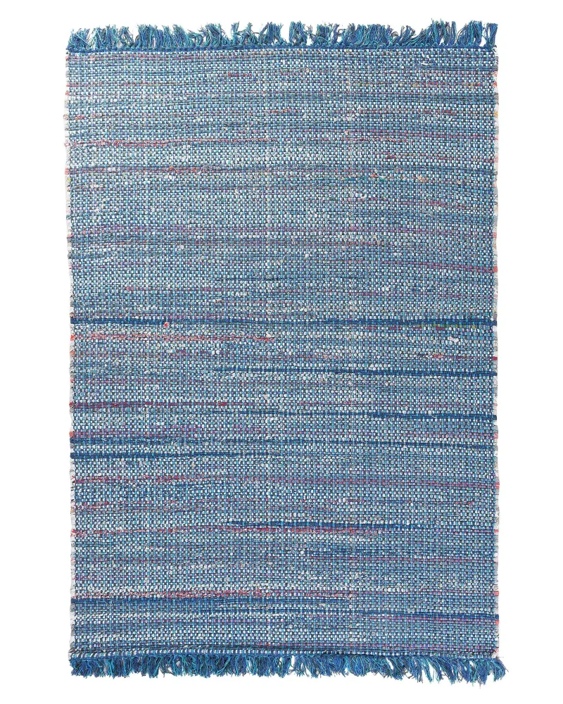 Tappeto blu marino rettangolare cotone fabbricato mano - 140x200cm - BESNI