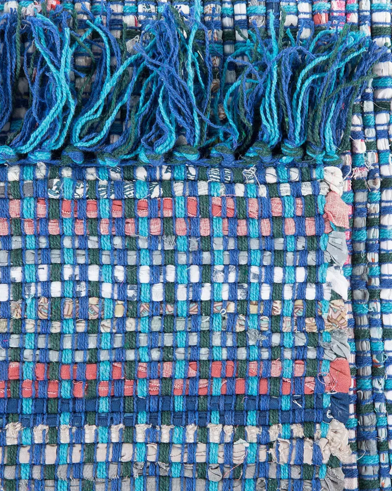 Tappeto blu marino rettangolare cotone fabbricato mano - 140x200cm - BESNI