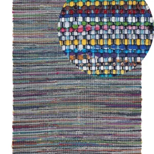Tappeto blu marino rettangolare cotone prodotto mano - 160x230cm - BESNI