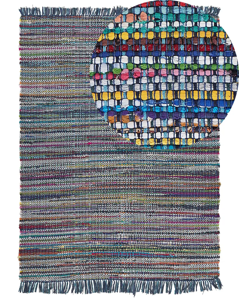 Tappeto blu marino rettangolare cotone prodotto mano - 160x230cm - BESNI