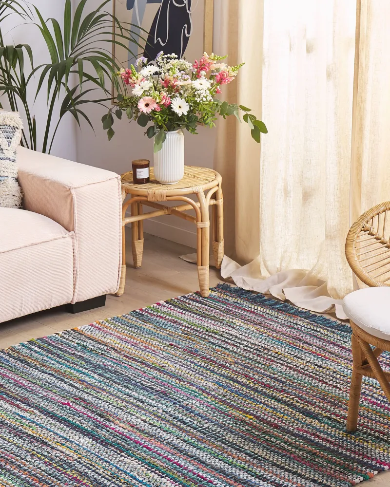 Tappeto blu marino rettangolare cotone prodotto mano - 160x230cm - BESNI