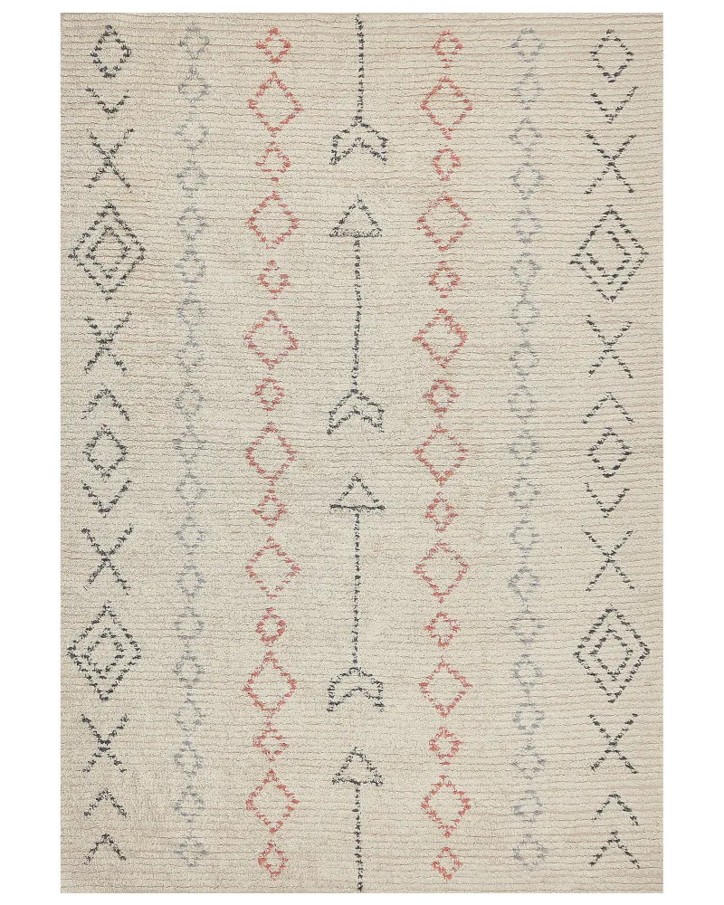 Tappeto cotone beige palese nero e arancione 160 x 230 cm DISPUR