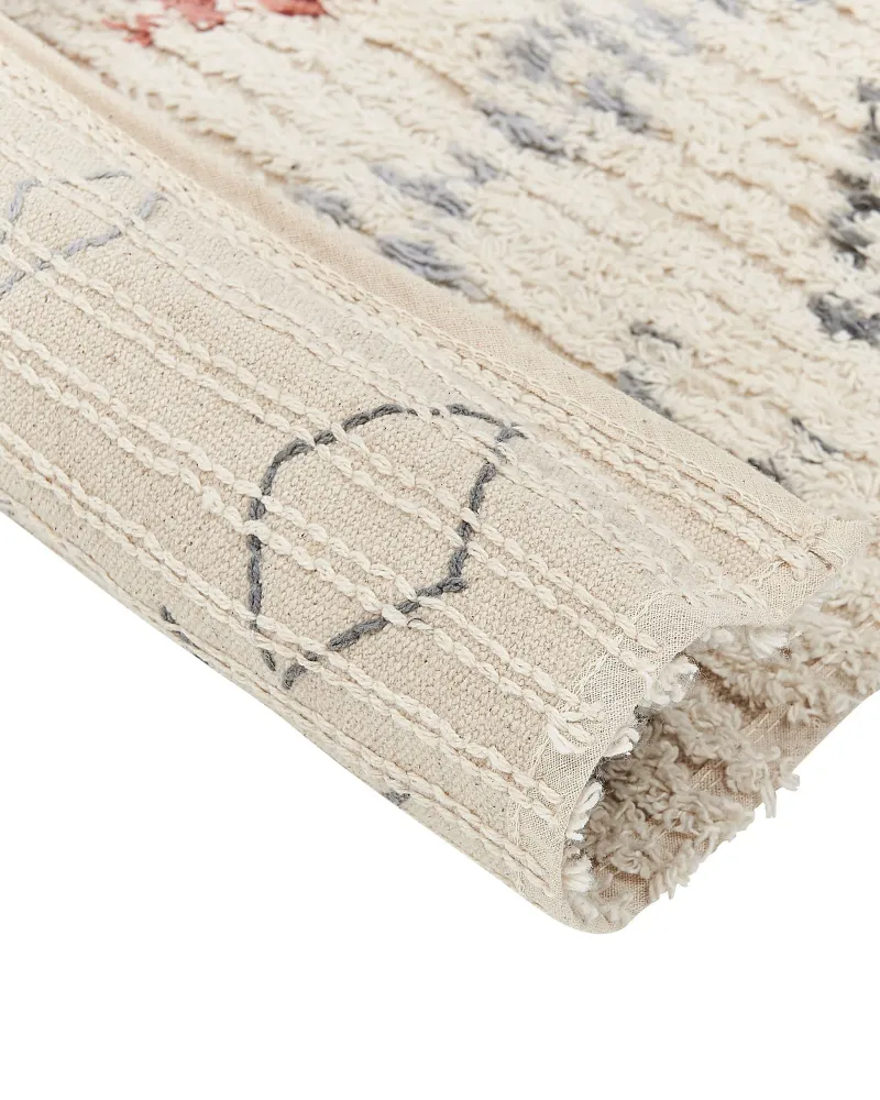 Tappeto cotone beige palese nero e arancione 160 x 230 cm DISPUR