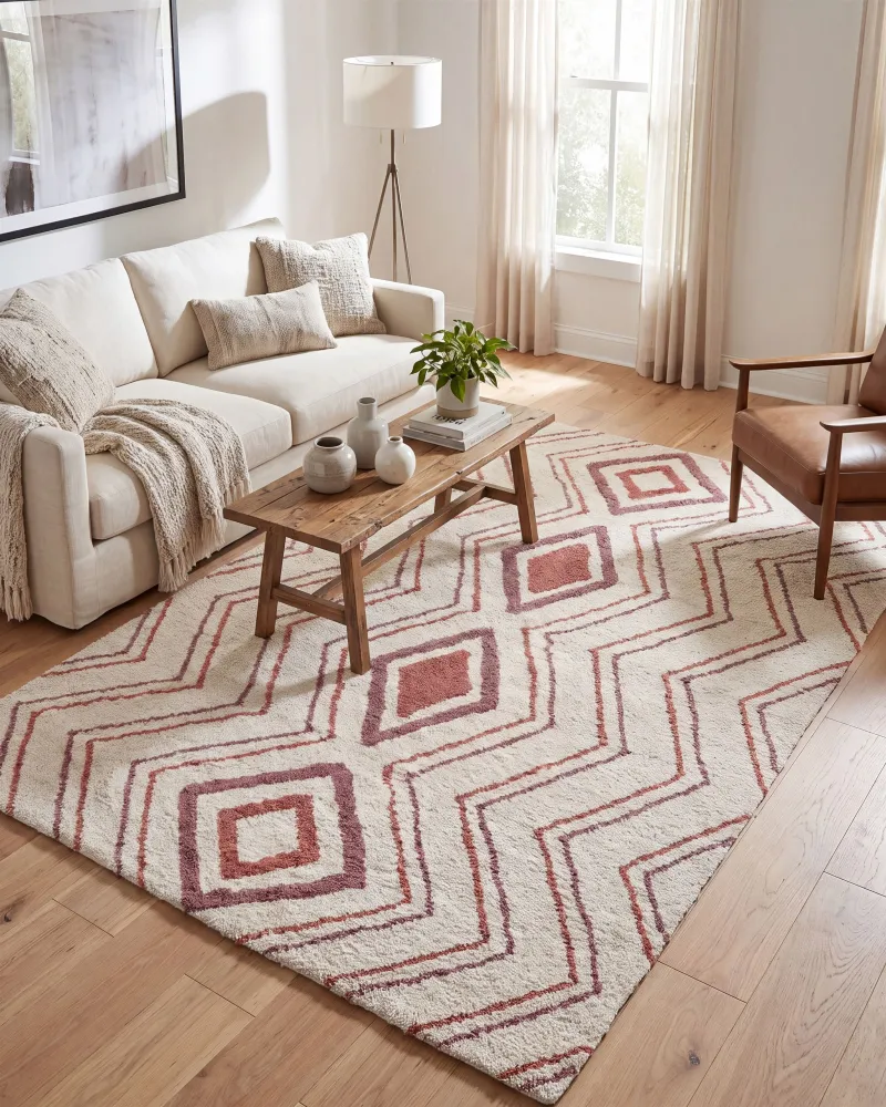 Tappeto cotone camoscio e rosa 160 x 230 cm KASTAMONU