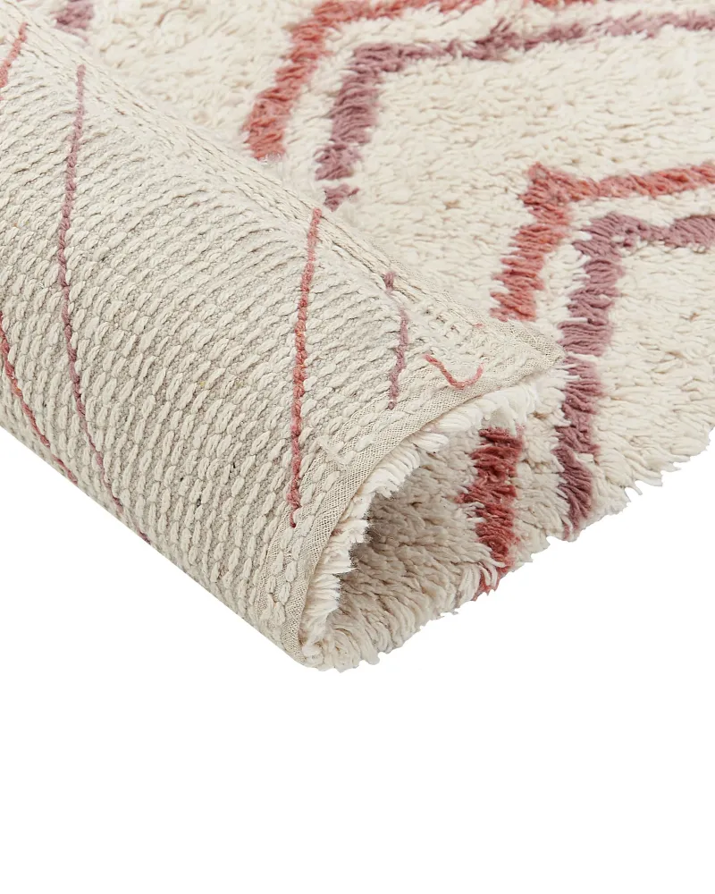 Tappeto cotone crema e rosa 160 x 230 cm KASTAMONU