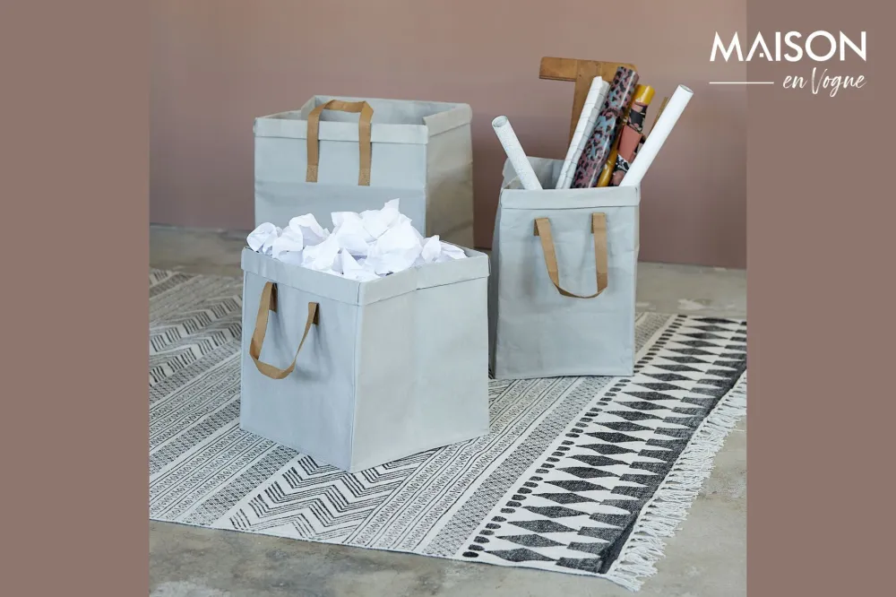 Tappeto cotone nero e grigio 230x160 cm Block House Doctor - 230cm