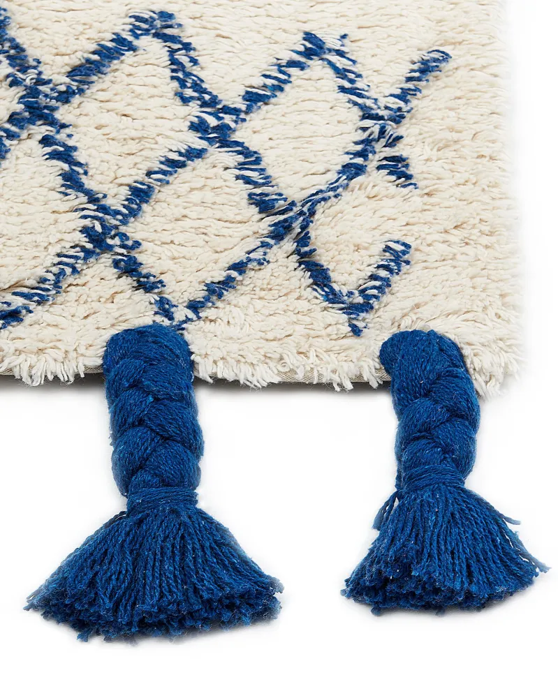 Tappeto cotone nocciola blu nero e giallo 160 x 230 cm ERZINCAN