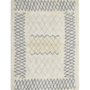 Tappeto cotone panna blu nero e giallo 160 x 230 cm ERZINCAN