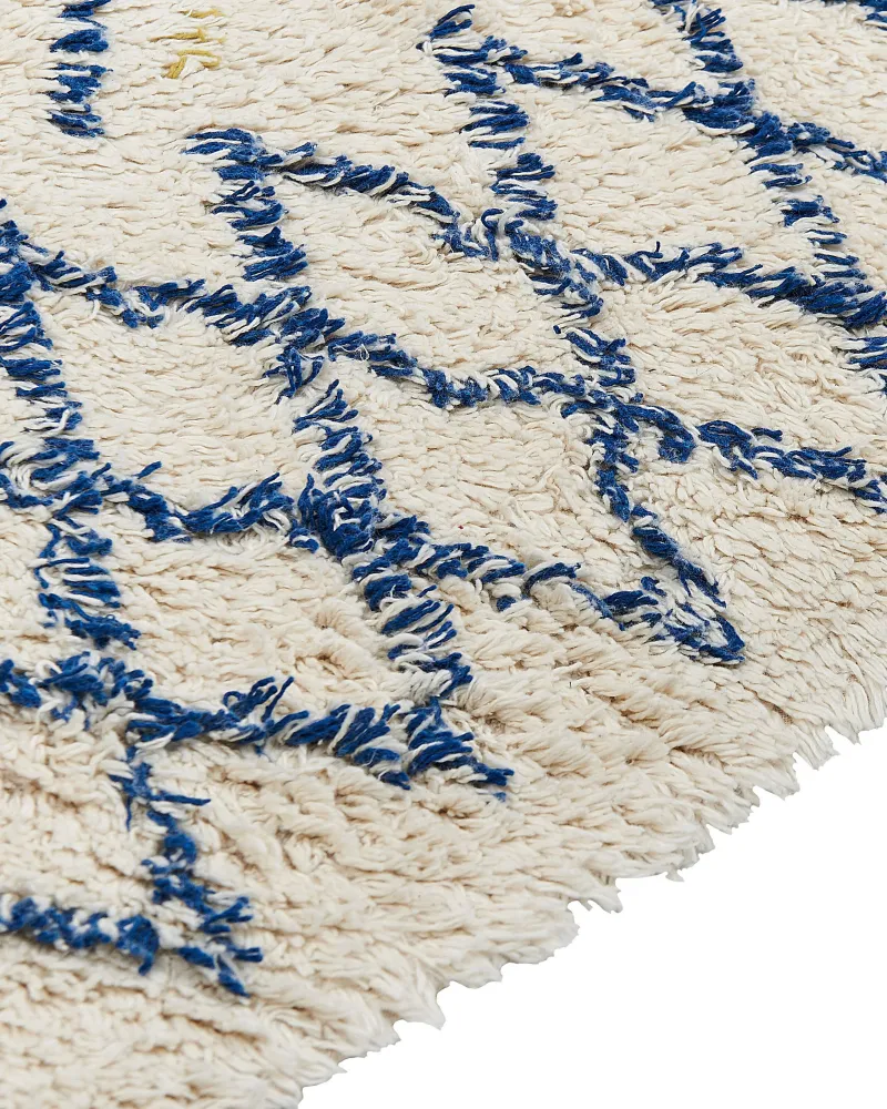 Tappeto cotone panna blu nero e giallo 160 x 230 cm ERZINCAN