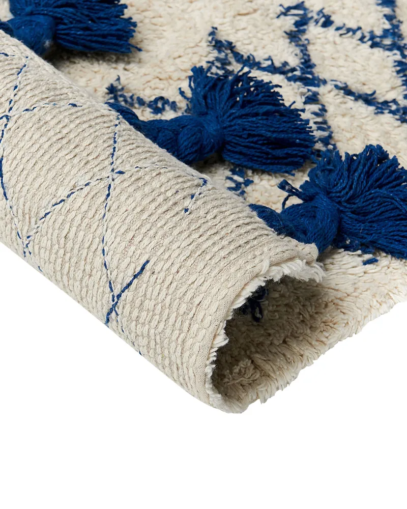 Tappeto cotone panna blu nero e giallo 160 x 230 cm ERZINCAN