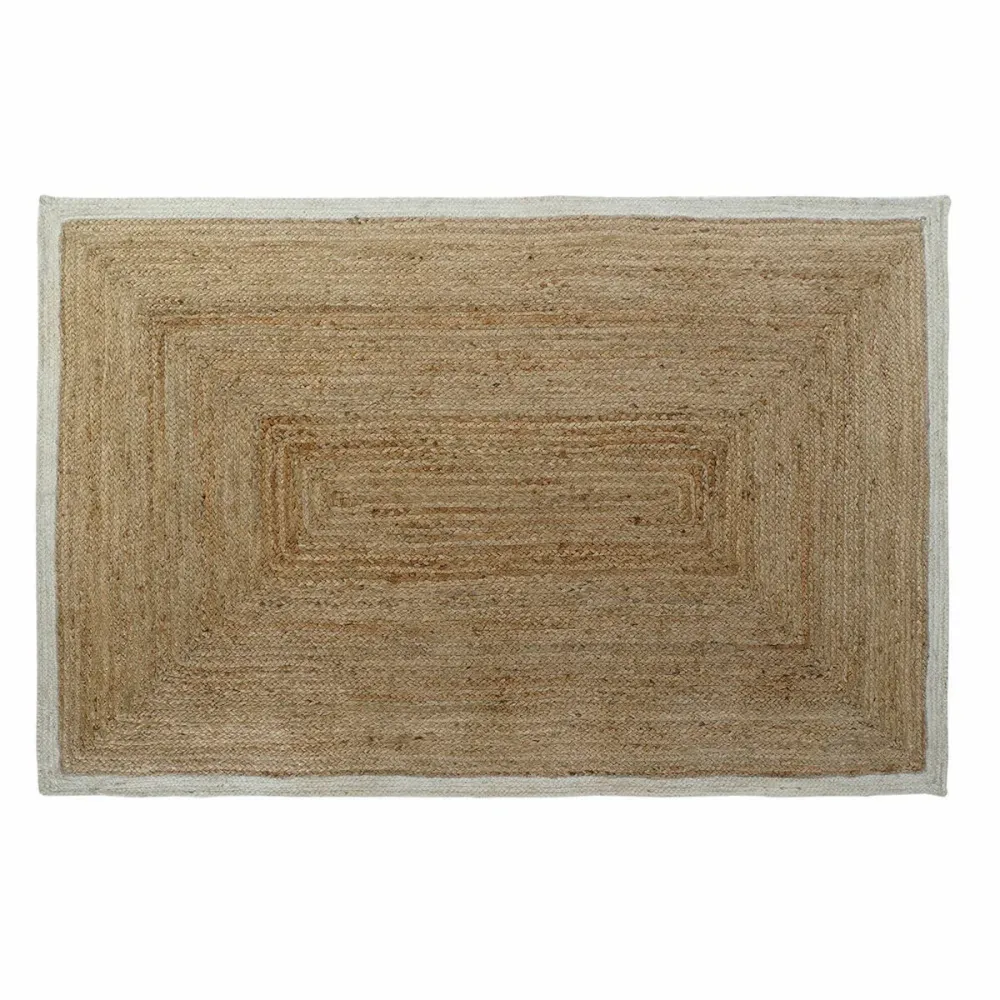 Tappeto DKD Home Decor Scandi Poliestere Cotone Bianco Marrone Evidente Iuta 120 x 180 x 1 cm
