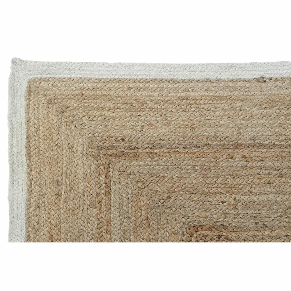 Tappeto DKD Home Decor Scandi Poliestere Cotone Bianco Marrone Evidente Iuta 120 x 180 x 1 cm