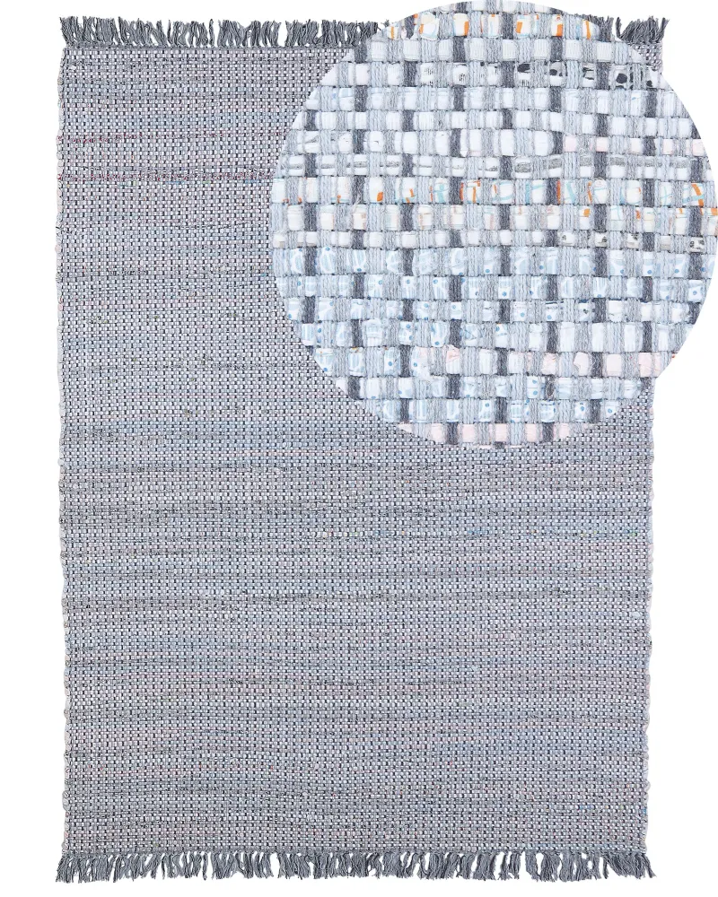 Tappeto grigio rettangolare cotone realizzato mano - 160x230cm - BESNI