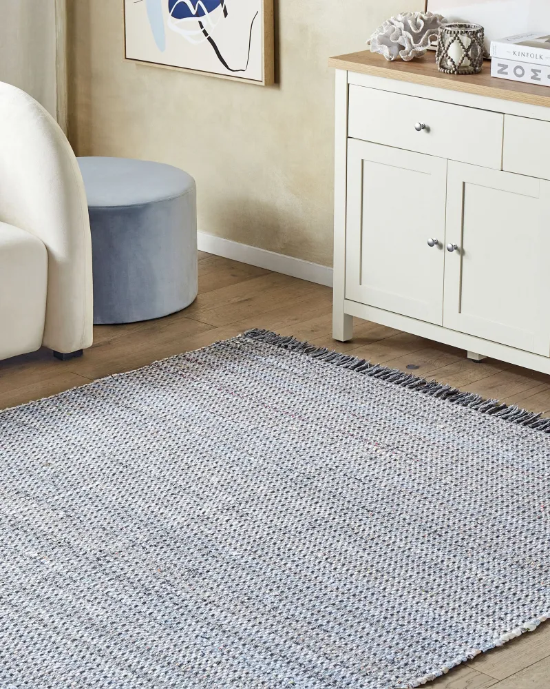 Tappeto grigio rettangolare cotone realizzato mano - 160x230cm - BESNI