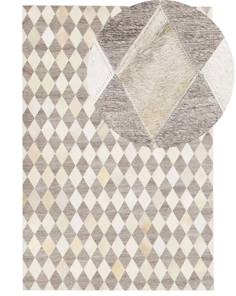 Tappeto pelle crema e marrone 160 x 230 cm SESLICE