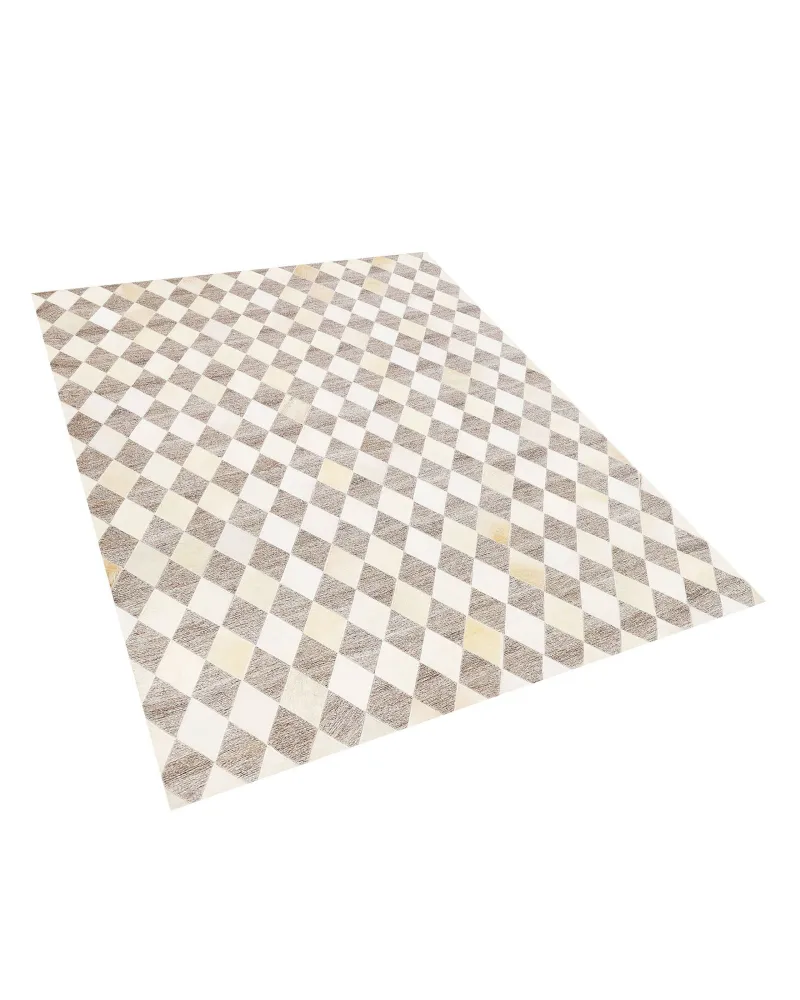 Tappeto pelle crema e marrone 160 x 230 cm SESLICE