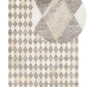 Tappeto pelle panna e marrone 160 x 230 cm SESLICE