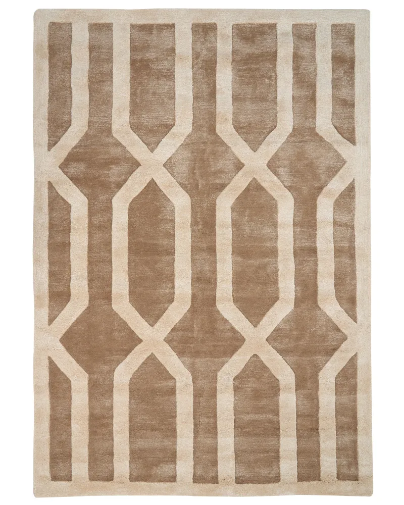Tappeto viscosa crema e marrone 160 x 230 cm MAHRIN