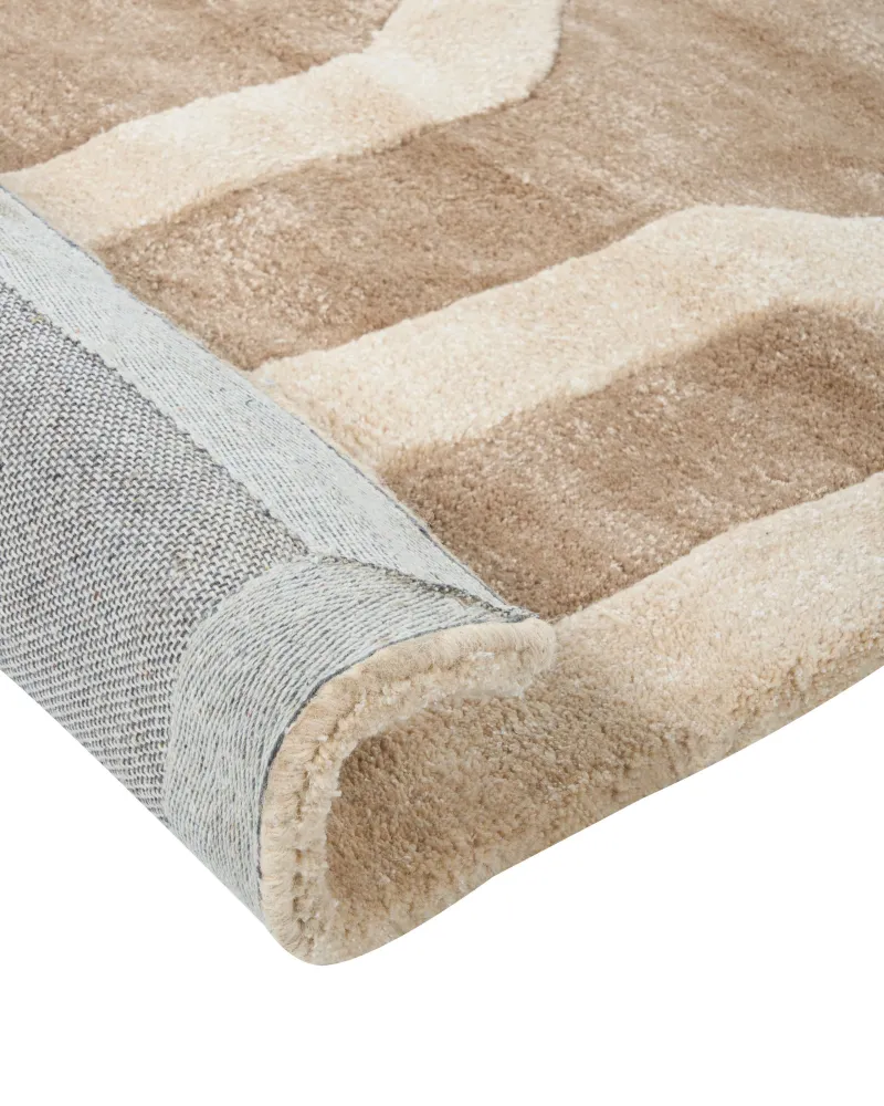 Tappeto viscosa crema e marrone 160 x 230 cm MAHRIN